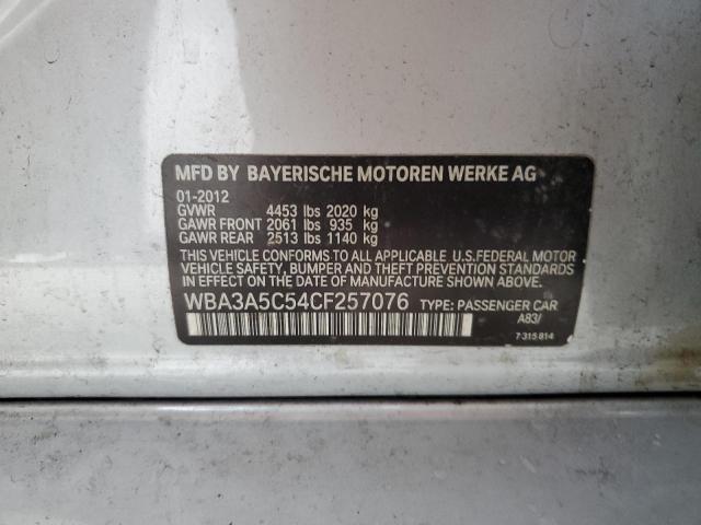 2012 BMW 328 I VIN: WBA3A5C54CF257076 Lot: 62176464