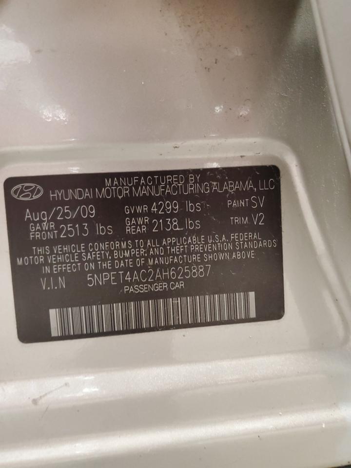 5NPET4AC2AH625887 2010 Hyundai Sonata Gls