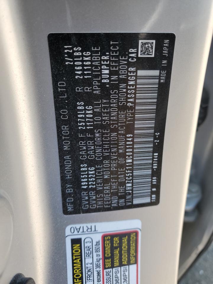 JHMZC5F11MC001849 2021 Honda Clarity