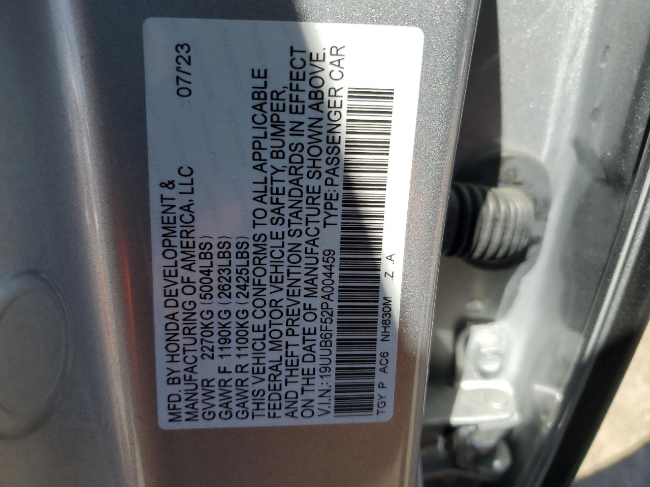 19UUB6F52PA004459 2023 Acura Tlx A-Spec