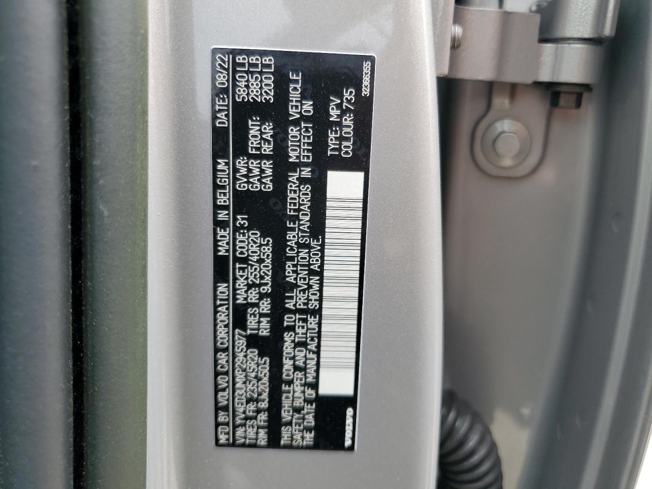 YV4ED3UMXP2945977 2023 Volvo Xc40 Recharge Ultimate