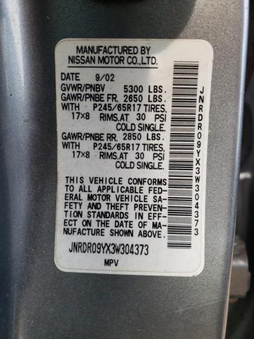 2003 Infiniti Qx4 VIN: JNRDR09YX3W304373 Lot: 62419754