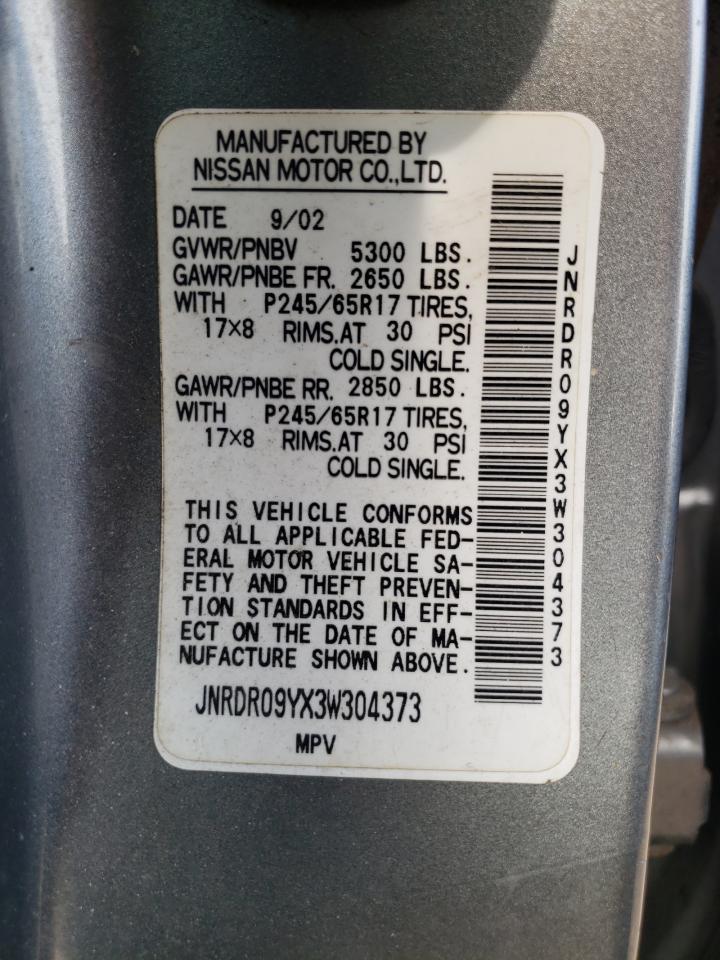 JNRDR09YX3W304373 2003 Infiniti Qx4