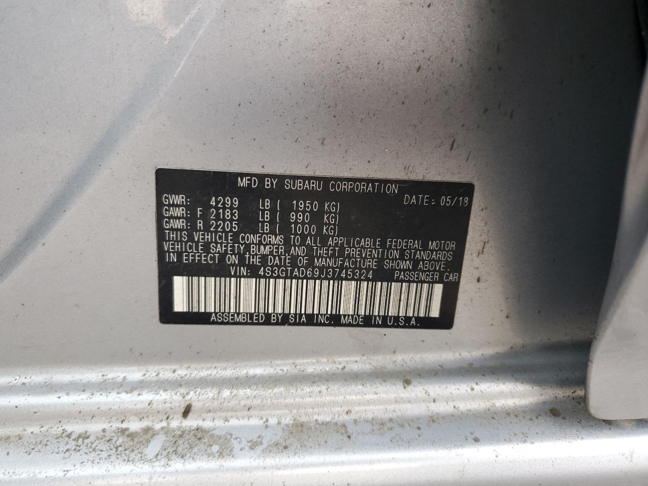 4S3GTAD69J3745324 2018 Subaru Impreza Premium Plus