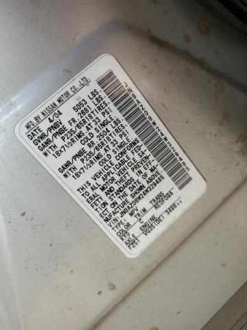 2004 Nissan Murano Sl VIN: JN8AZ08W24W329485 Lot: 62528294