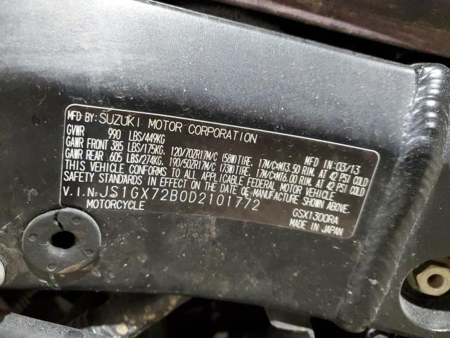 2013 SUZUKI GSX1300 RA JS1GX72B0D2101772