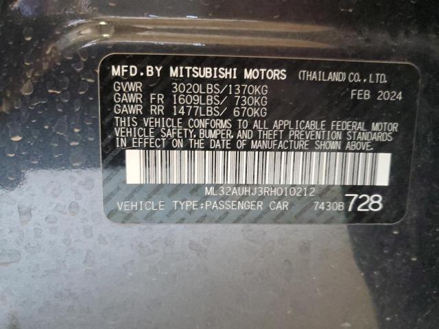 2024 Mitsubishi Mirage Es VIN: ML32AUHJ3RH010212 Lot: 62631194