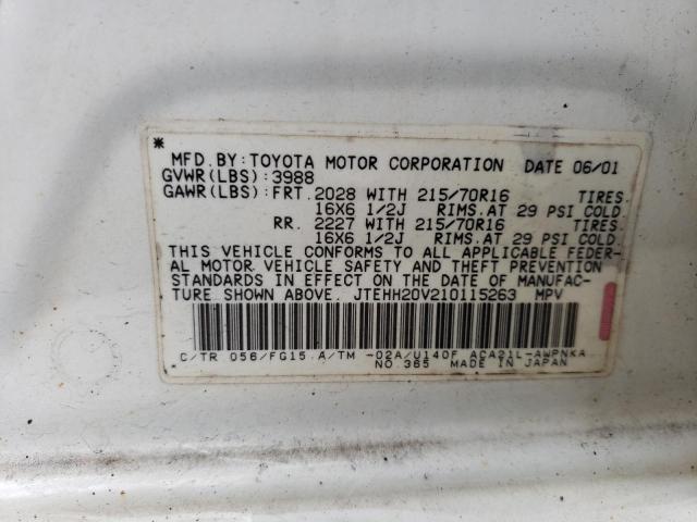 2001 Toyota Rav4 VIN: JTEHH20V210115263 Lot: 61028434