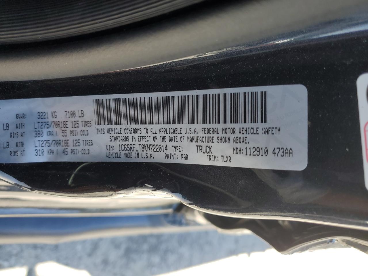 1C6SRFLT8KN722014 2019 Ram 1500 Rebel