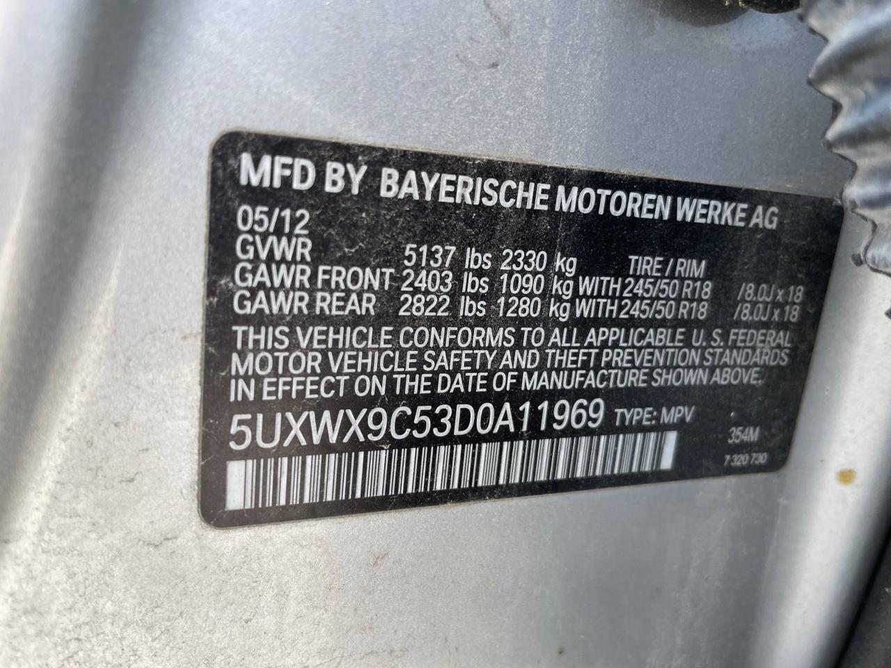 5UXWX9C53D0A11969 2013 BMW X3 xDrive28I