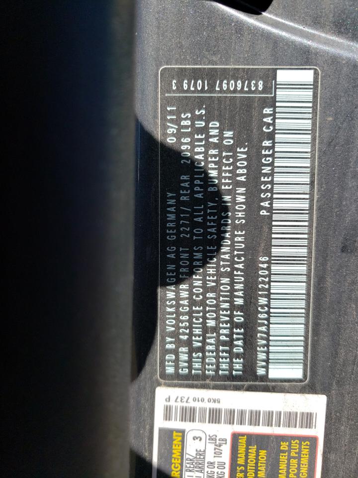 WVWEV7AJ6CW122046 2012 Volkswagen Gti