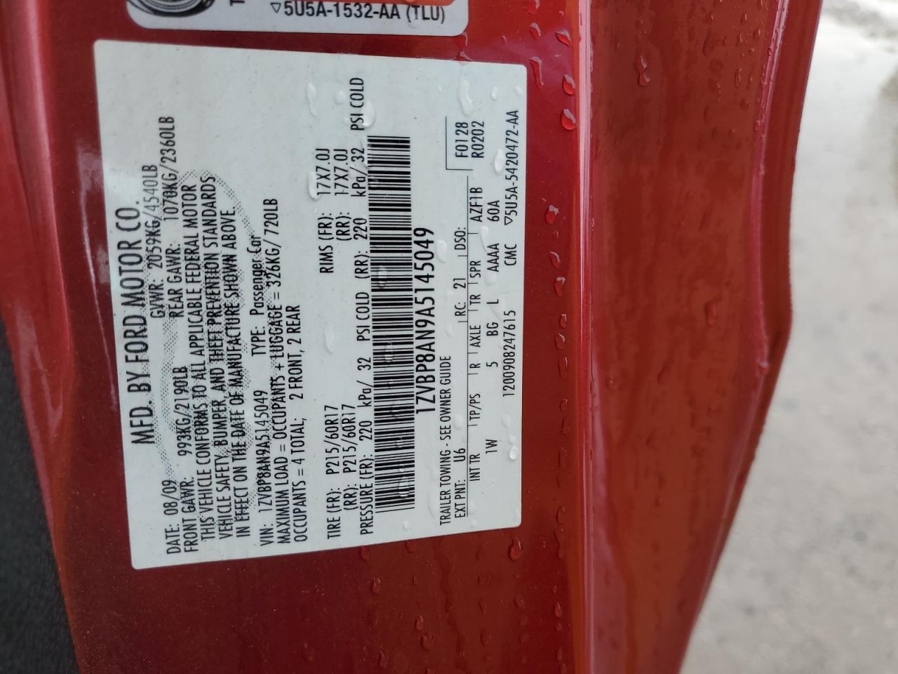 1ZVBP8AN9A5145049 2010 Ford Mustang