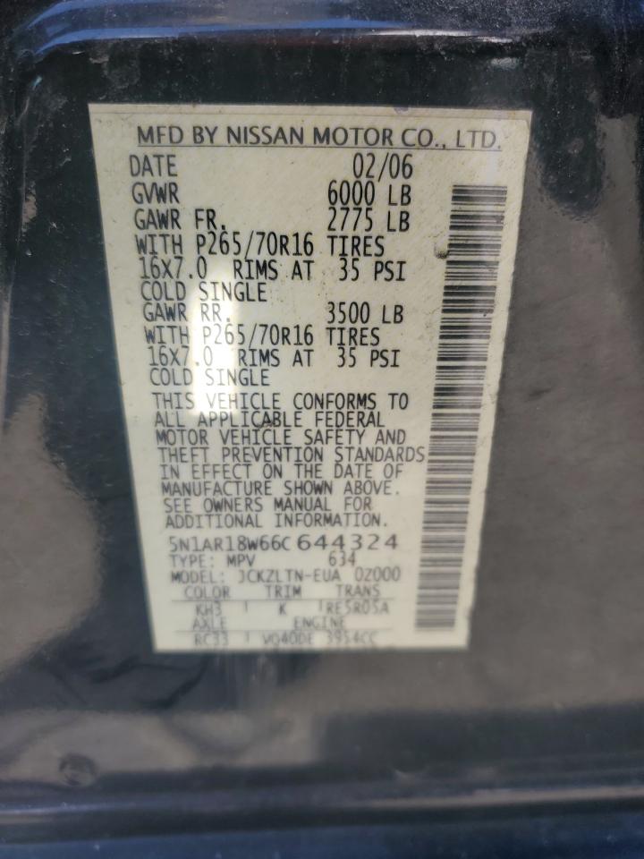 5N1AR18W66C644324 2006 Nissan Pathfinder Le