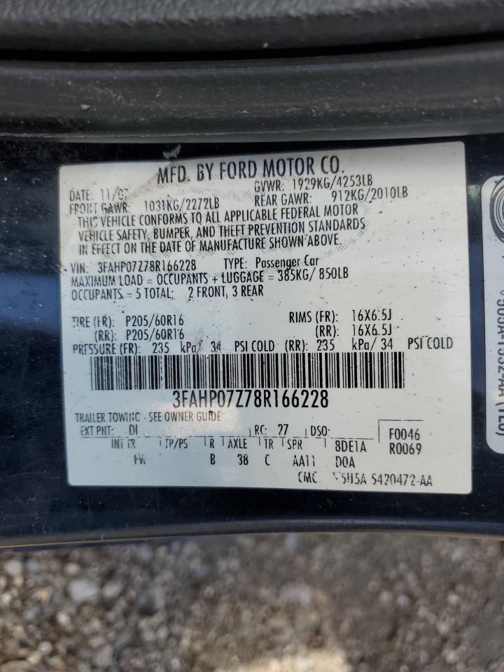 3FAHP07Z78R166228 2008 Ford Fusion Se