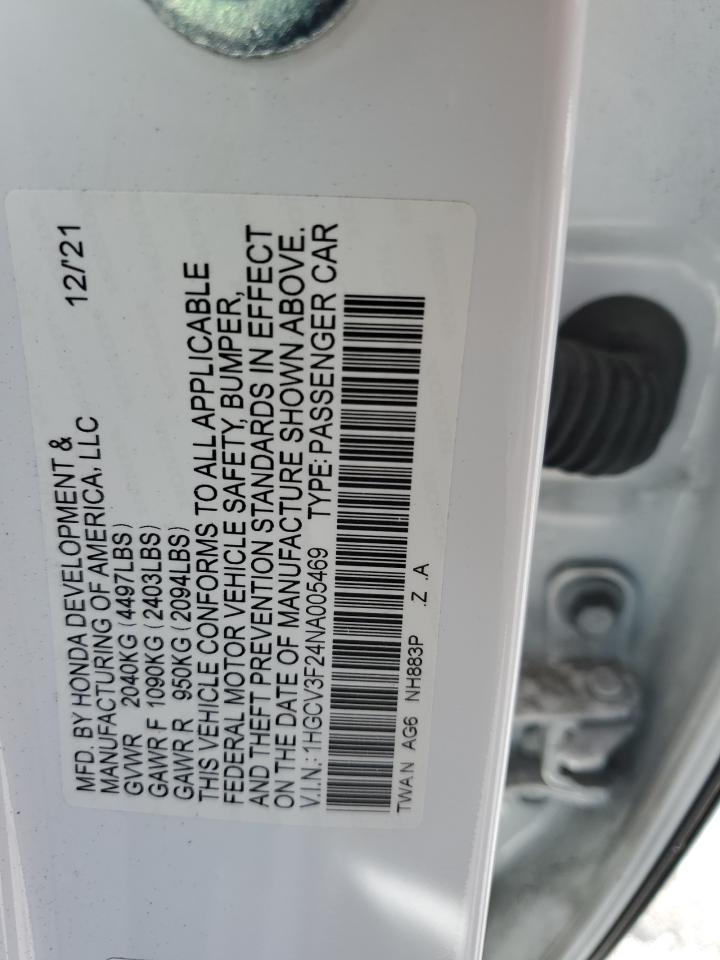 1HGCV3F24NA005469 2022 Honda Accord Hybrid Sport