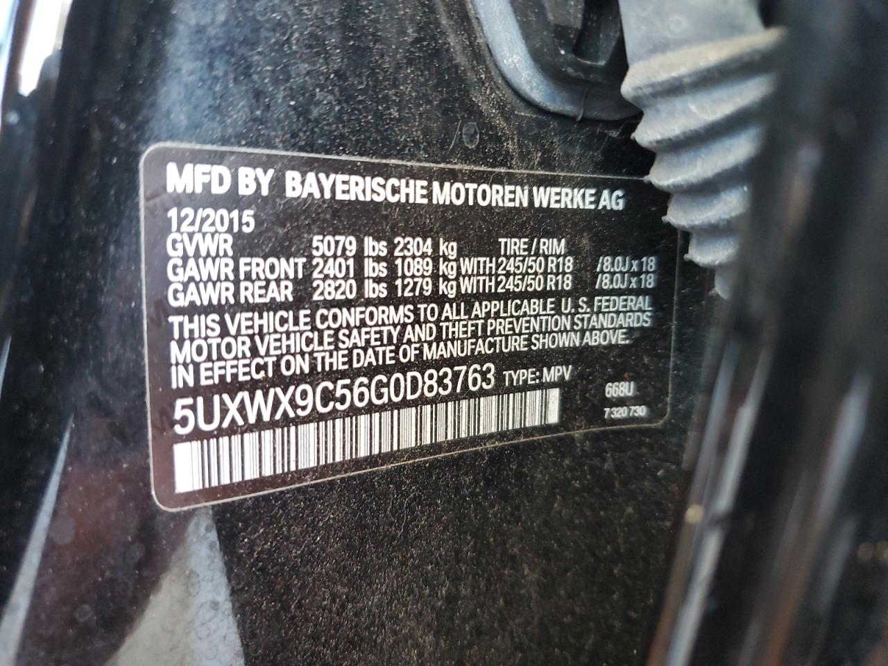 5UXWX9C56G0D83763 2016 BMW X3 xDrive28I