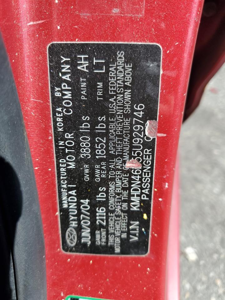 KMHDN46D55U929746 2005 Hyundai Elantra Gls