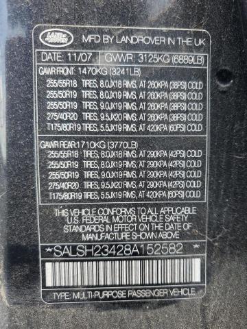 2008 Land Rover Range Rover Sport Supercharged VIN: SALSH23428A152582 Lot: 62432664