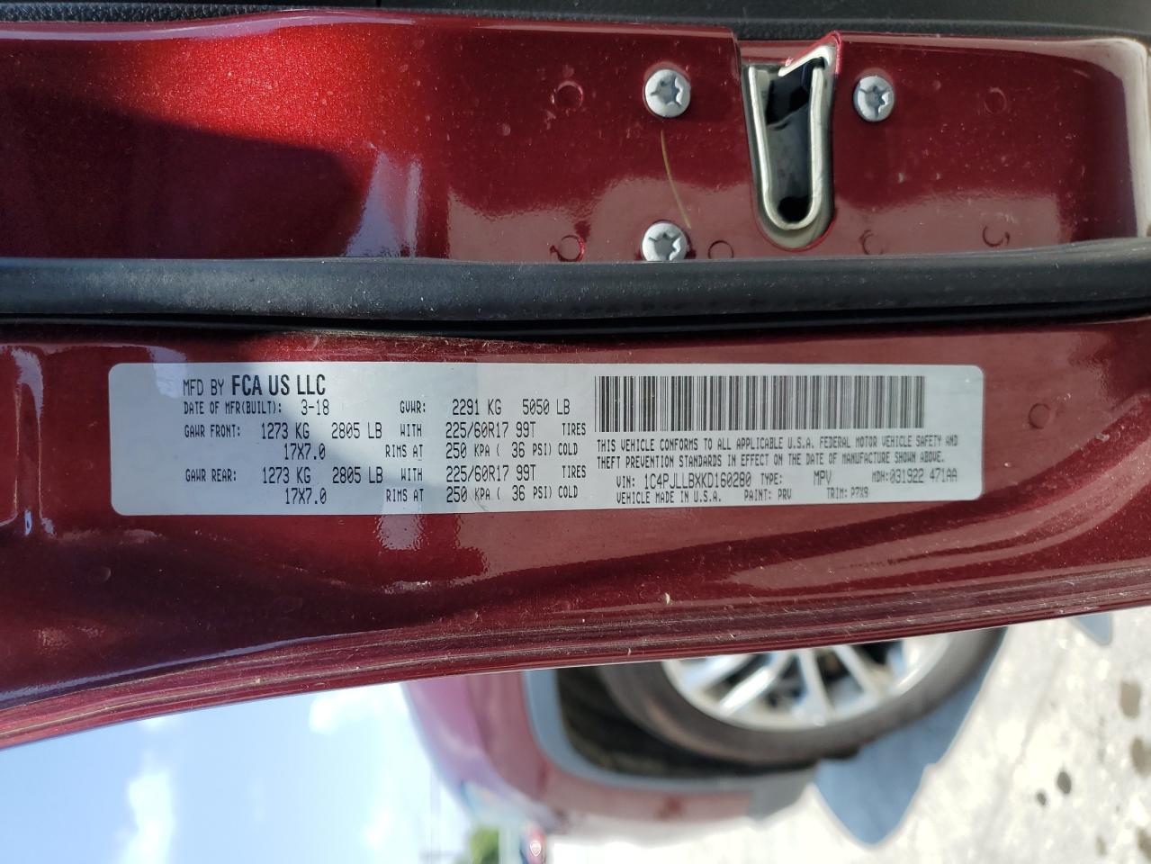 1C4PJLLBXKD160280 2019 Jeep Cherokee Latitude Plus