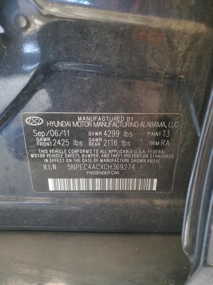 5NPEC4ACXCH369274 2012 Hyundai Sonata Se