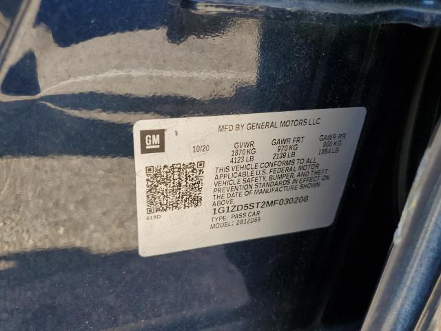 2021 Chevrolet Malibu Lt VIN: 1G1ZD5ST2MF030208 Lot: 61335044