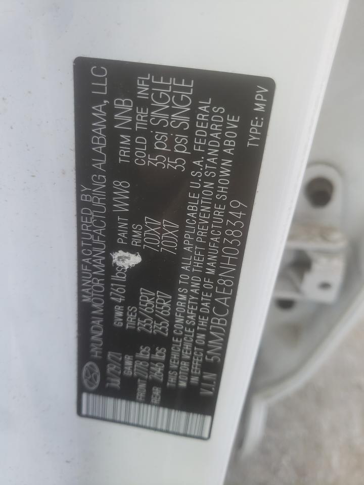 5NMJBCAE8NH038349 2022 Hyundai Tucson Sel