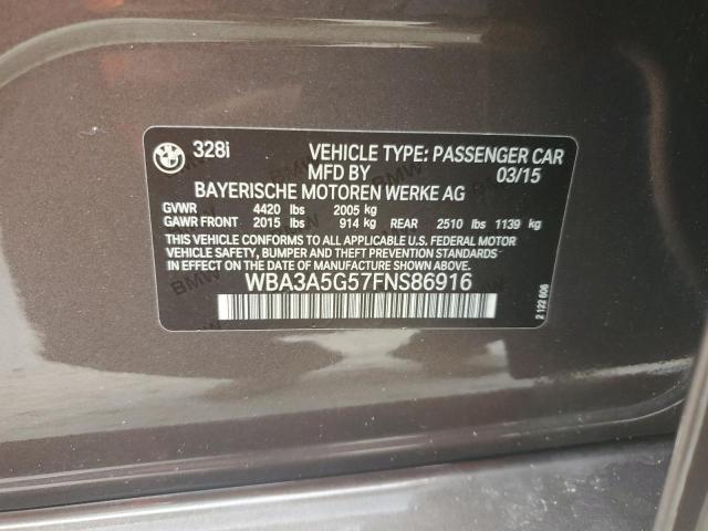 2015 BMW 328 I VIN: WBA3A5G57FNS86916 Lot: 62042174