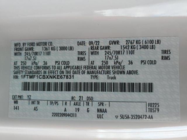 2022 FORD F150 - 1FTMF1CBXNKE67831