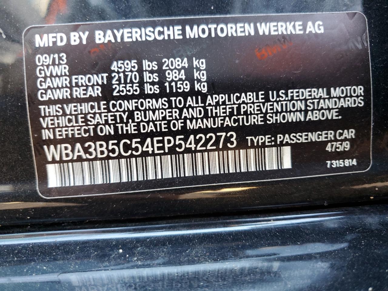WBA3B5C54EP542273 2014 BMW 328 Xi Sulev