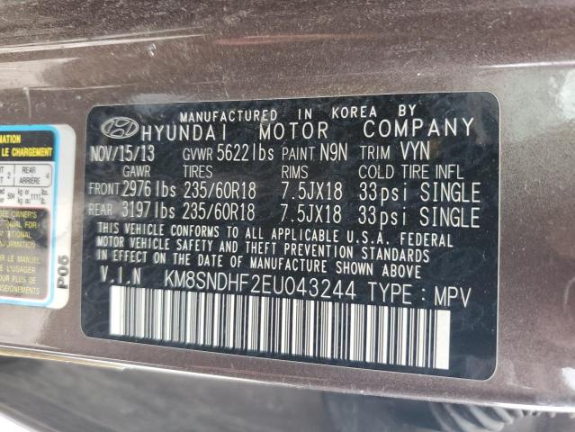 VIN KM8SNDHF2EU043244 2014 Hyundai Santa Fe, Gls no.13