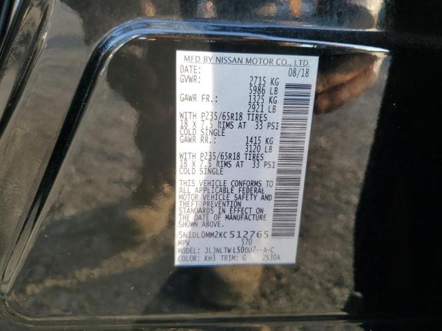 2019 Infiniti Qx60 Luxe VIN: 5N1DL0MM2KC512765 Lot: 62224274