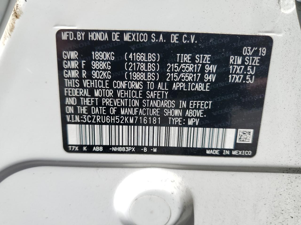 3CZRU6H52KM716181 2019 Honda Hr-V Ex