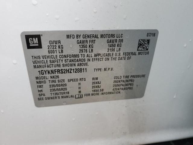 2017 Cadillac Xt5 Platinum VIN: 1GYKNFRS2HZ128811 Lot: 62231404