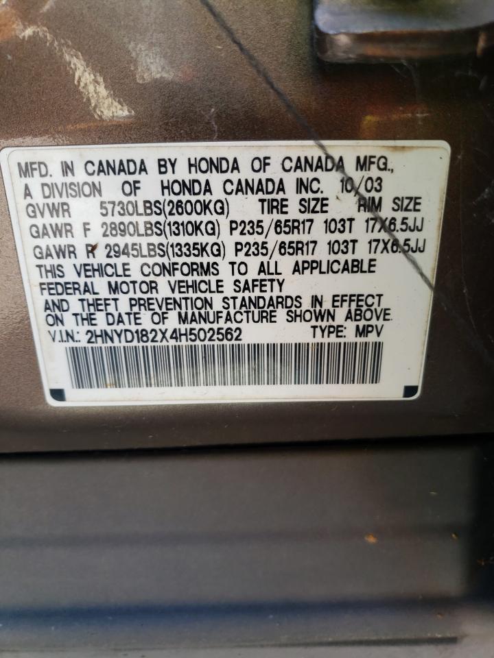 2HNYD182X4H502562 2004 Acura Mdx