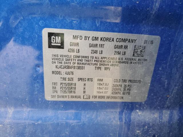 2015 Buick Encore VIN: KL4CJASB4FB138551 Lot: 61291834