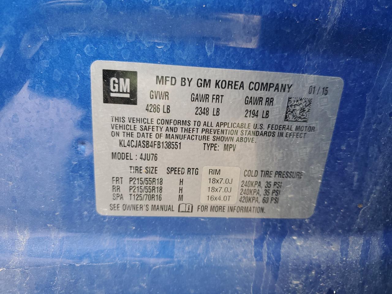 KL4CJASB4FB138551 2015 Buick Encore