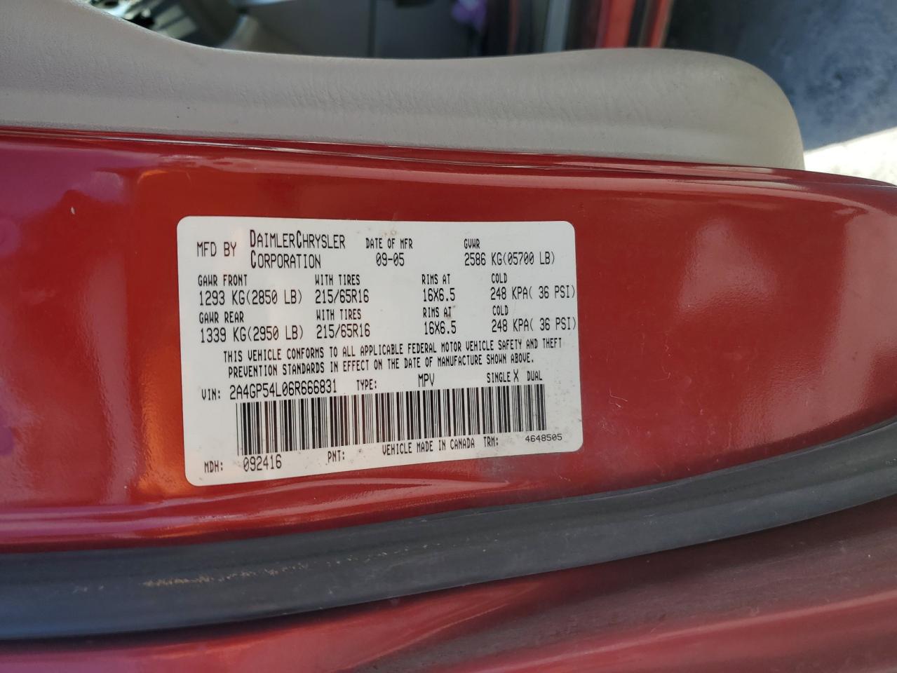 2A4GP54L06R666831 2006 Chrysler Town & Country Touring