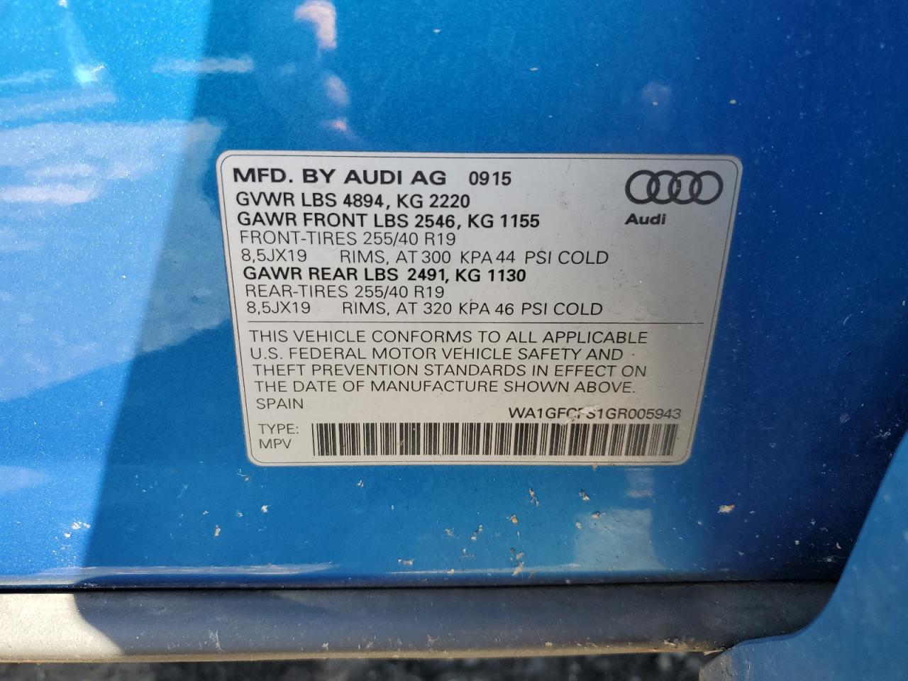 WA1GFCFS1GR005943 2016 Audi Q3 Prestige