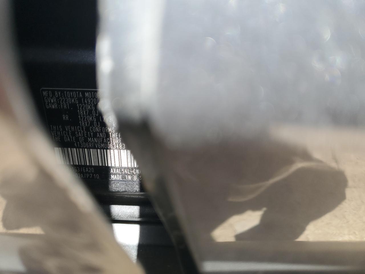 4T3D6RFV6MU063483 2021 Toyota Rav4 Limited