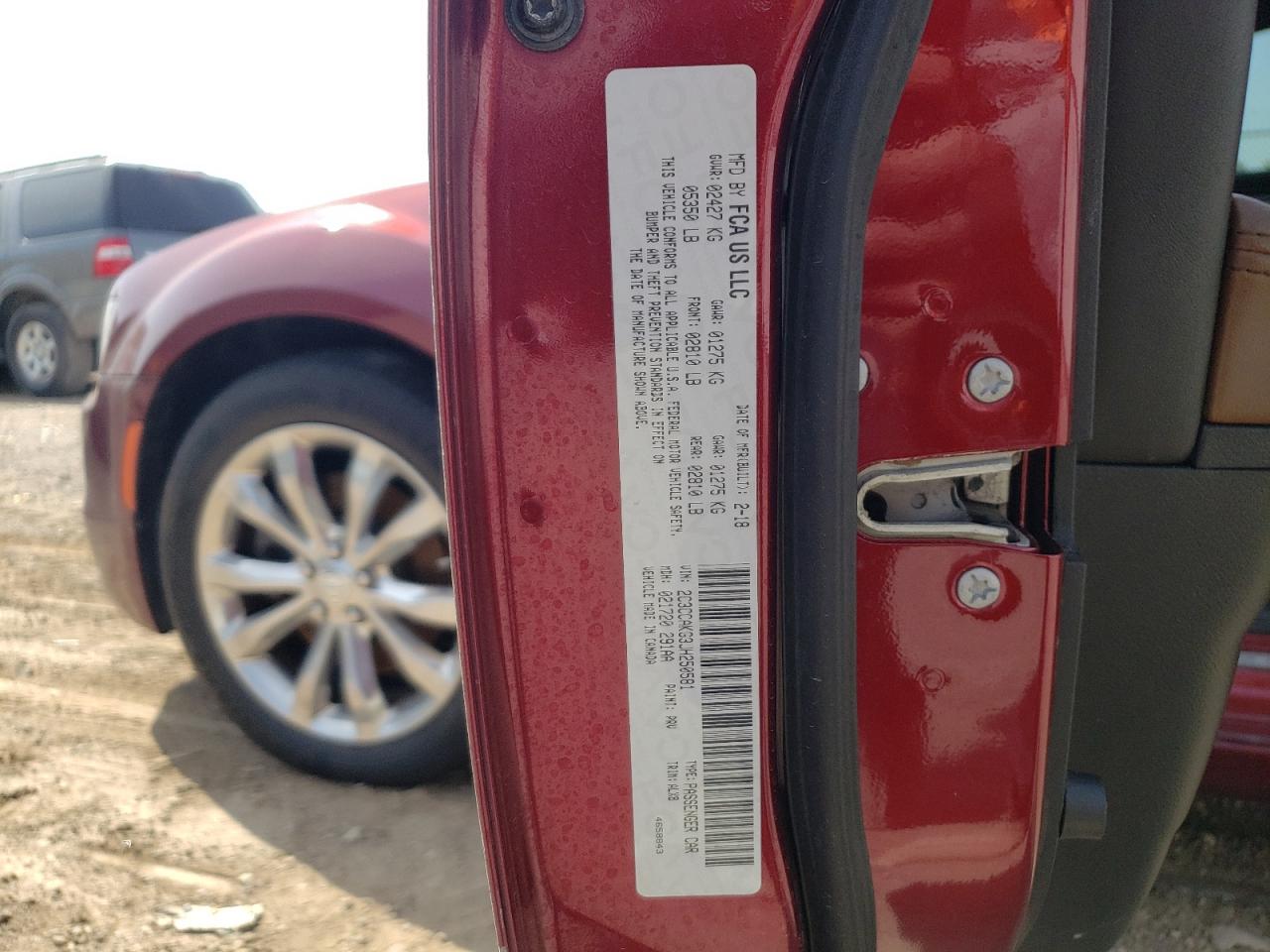 2C3CCAKG3JH250581 2018 Chrysler 300 Limited