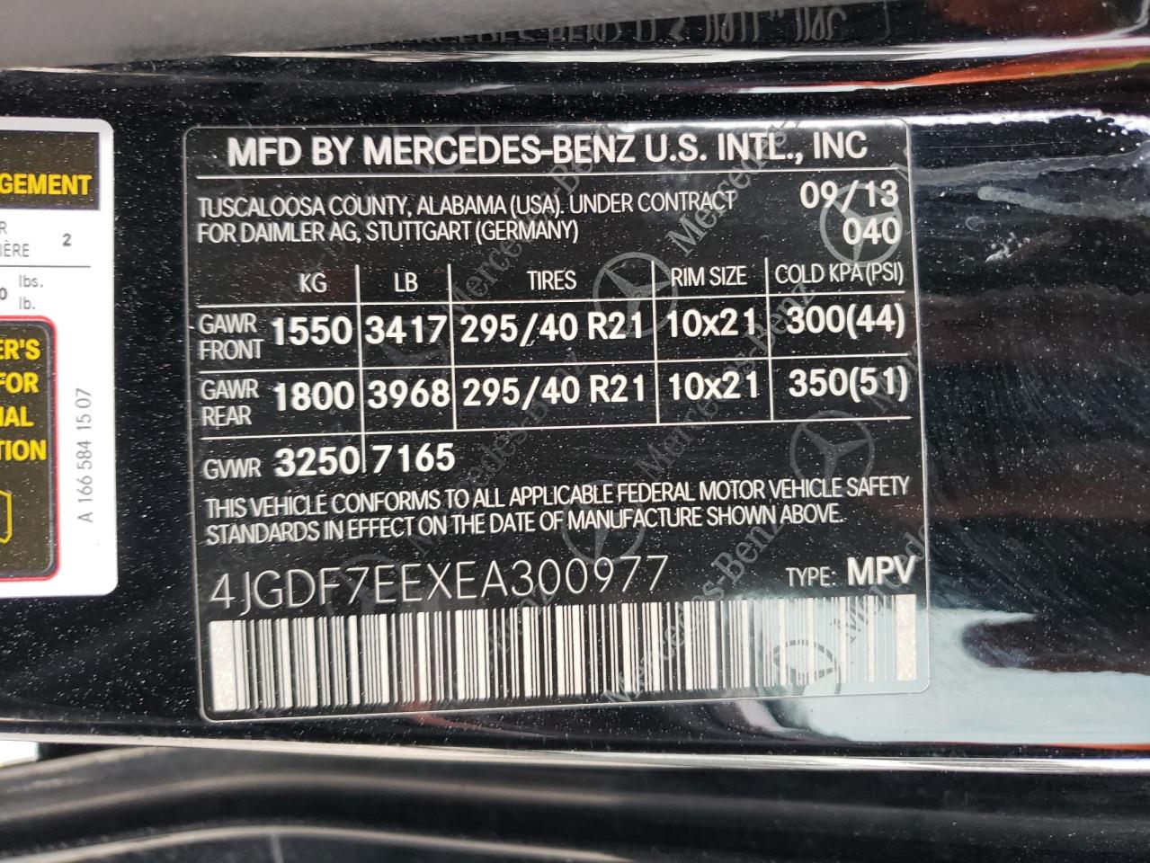 4JGDF7EEXEA300977 2014 Mercedes-Benz Gl 63 Amg