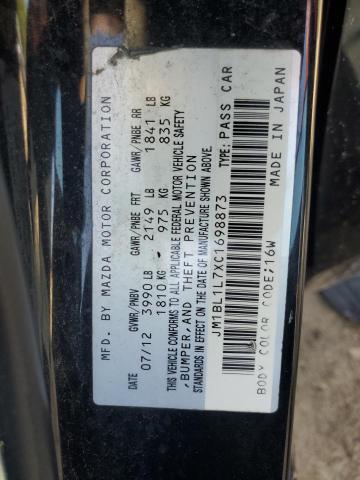 2012 Mazda 3 I VIN: JM1BL1L7XC1698873 Lot: 62326704