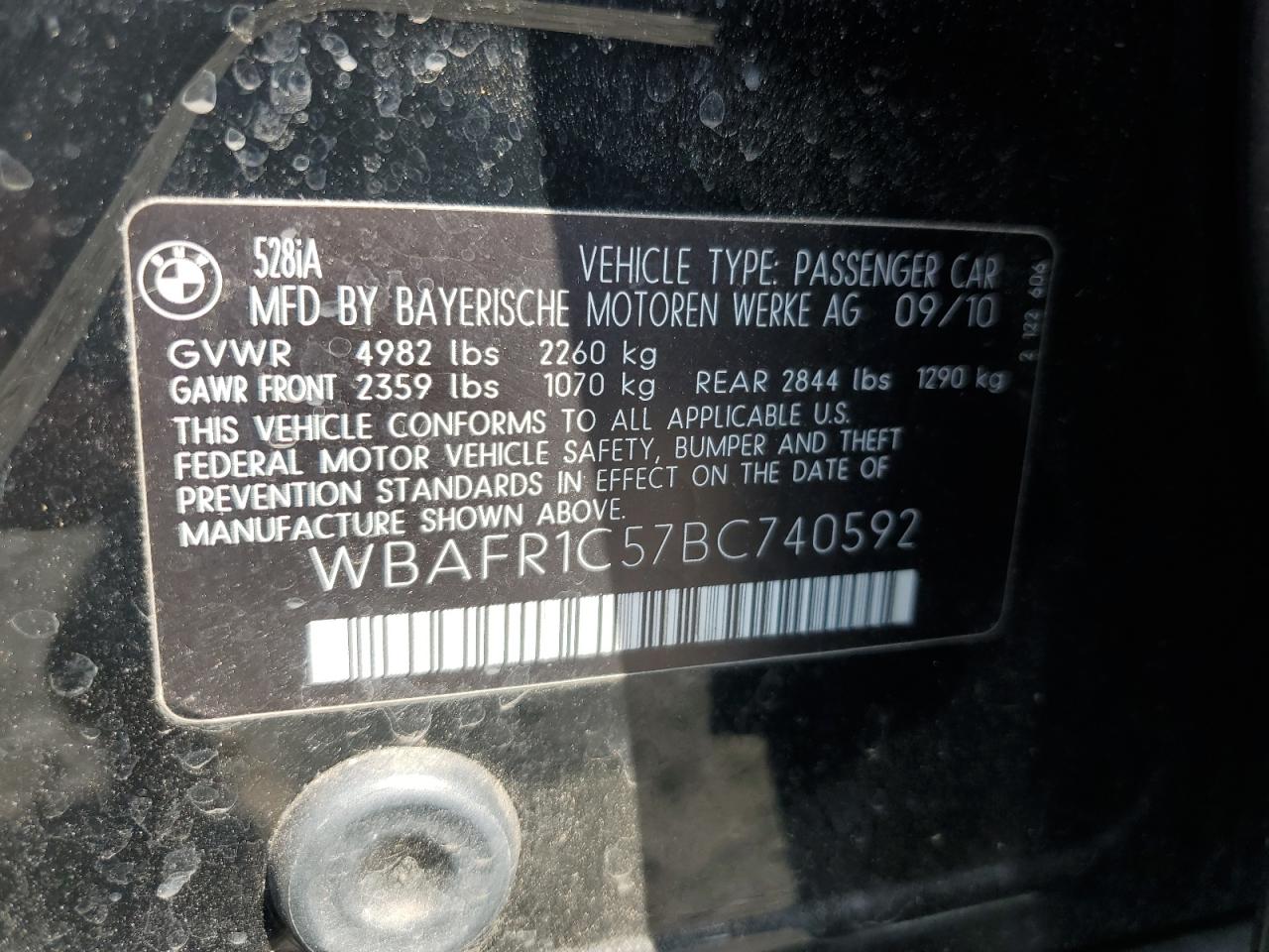 WBAFR1C57BC740592 2011 BMW 528 I