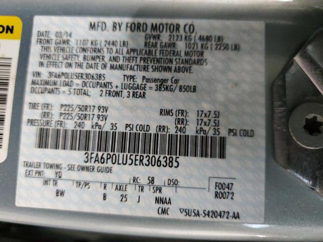 VIN 3FA6P0LU5ER306385 2014 Ford Fusion, Se Hybrid no.12