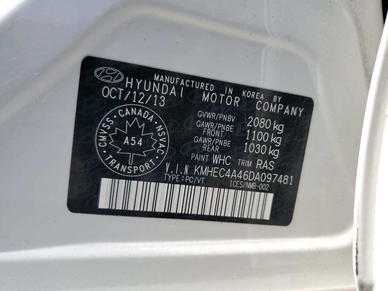 KMHEC4A46DA097481 2013 Hyundai Sonata Hybrid