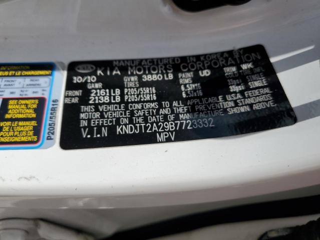 2011 Kia Soul + VIN: KNDJT2A29B7723332 Lot: 61300484