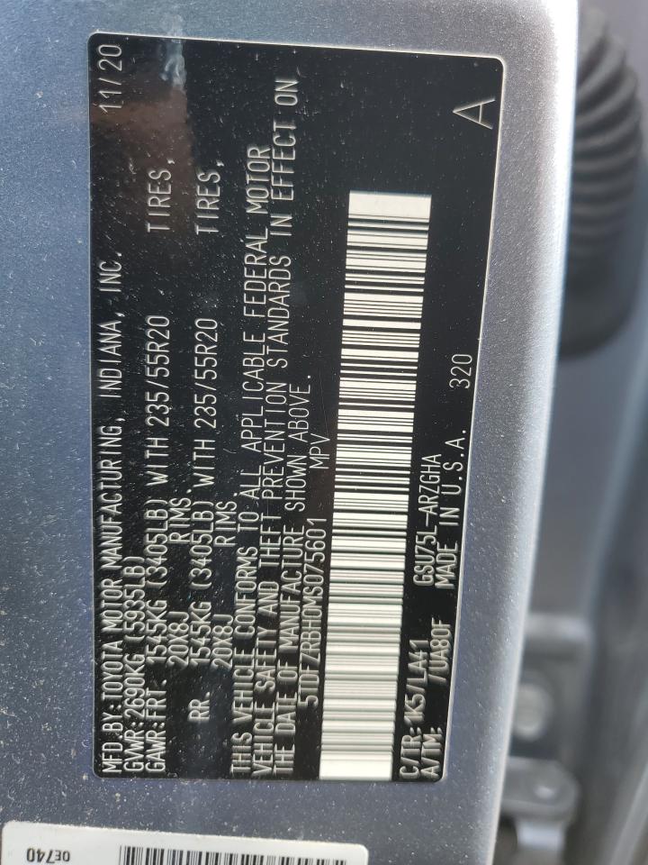 5TDFZRBH0MS075601 2021 Toyota Highlander Platinum