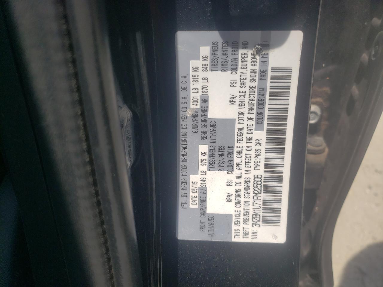 3MZBM1U71FM225606 2015 Mazda 3 Sport