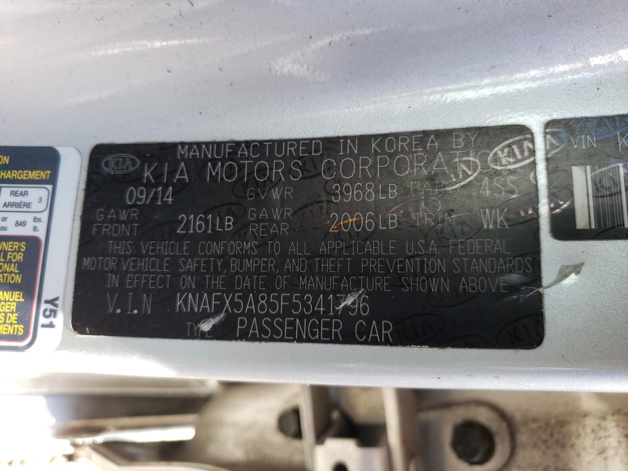 2015 Kia Forte Ex vin: KNAFX5A85F5341796