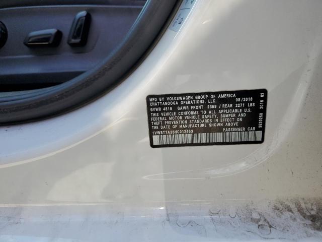 2017 Volkswagen Passat Se VIN: 1VWBT7A36HC012453 Lot: 62122264